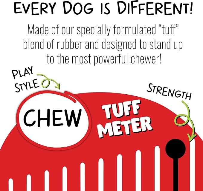 Jolly Pets Tuff Tosser Bouncing Ball Tog Toy/Treat Holder, 3 Inches, Red | Extra-tough treat-dispensing rubber toy with an erratic bounce — cleans teeth, dishwasher safe