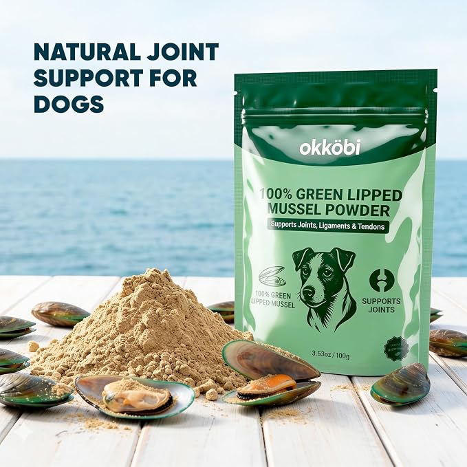 Green Lipped Mussel Powder for Dogs & Cats - 100% New Zealand - 100g - Natural Hip & Joint Support Supplement - Rich in Omega-3, Glucosamine & Chondroitin - Single Ingredient Food Topper