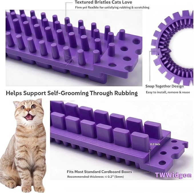 Cat Self Groomer Arch for Cardboard Boxes (Lavender | Refill) | Cat Brushes Tunnel& Massage Comb For Indoor Cats, Interactive Self Grooming Tool Brushes, For Cat Hideouts & Enrichment Play