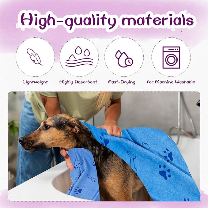 20 Pcs Dog Towels for Drying Dogs Bulk 20 x 40 Inch Quick Drying Pet Bath Towels Colorful Pet Grooming Towel Absorbent Microfiber Towel for Small Medium Large Dog Puppy Cat (Multicolor)