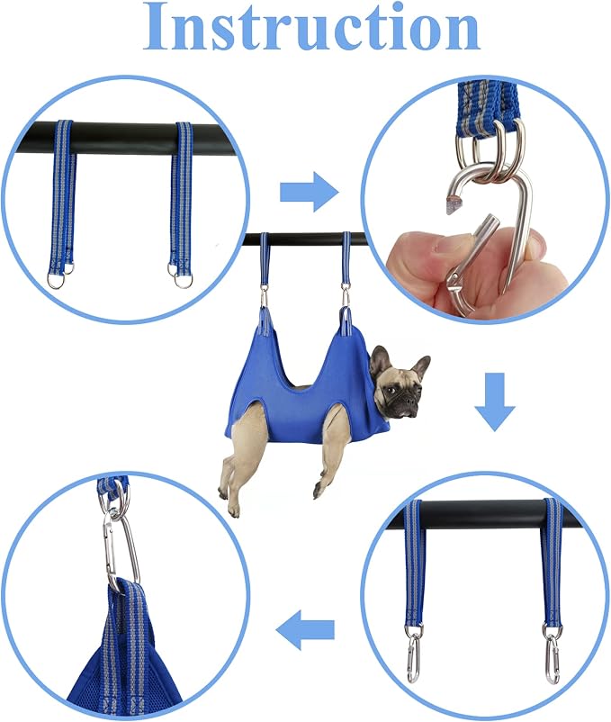 Kkiimatt 10-in-1 Pet Grooming Hammock - XXXL/Under 130lb Blue