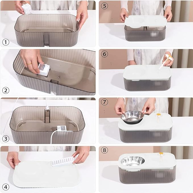 Cat Water Fountain Food Bowl Stainless Steel, 101oz/3L Automatic Pet Water Fountain, Dog Water Dispenser with Smart Pump 2 Filters for Cats, Dogs, Multiple Pets