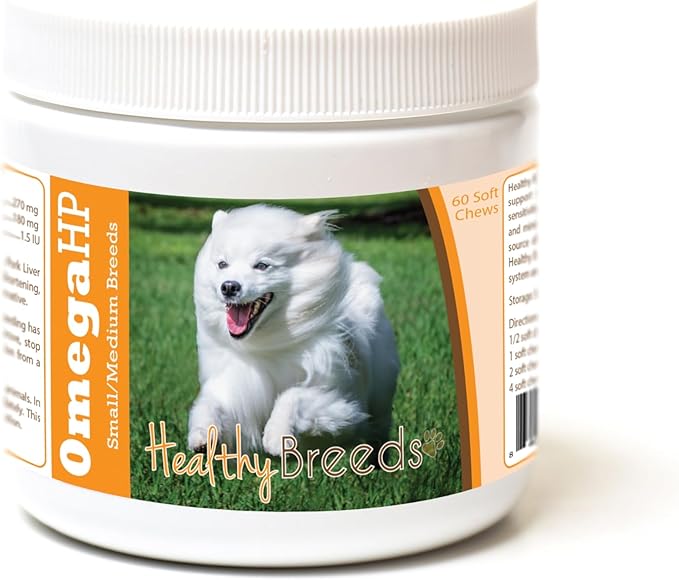 Healthy Breeds American Eskimo Dog Omega HP Fatty Acid Skin and Coat Support Soft Chews 60 Count