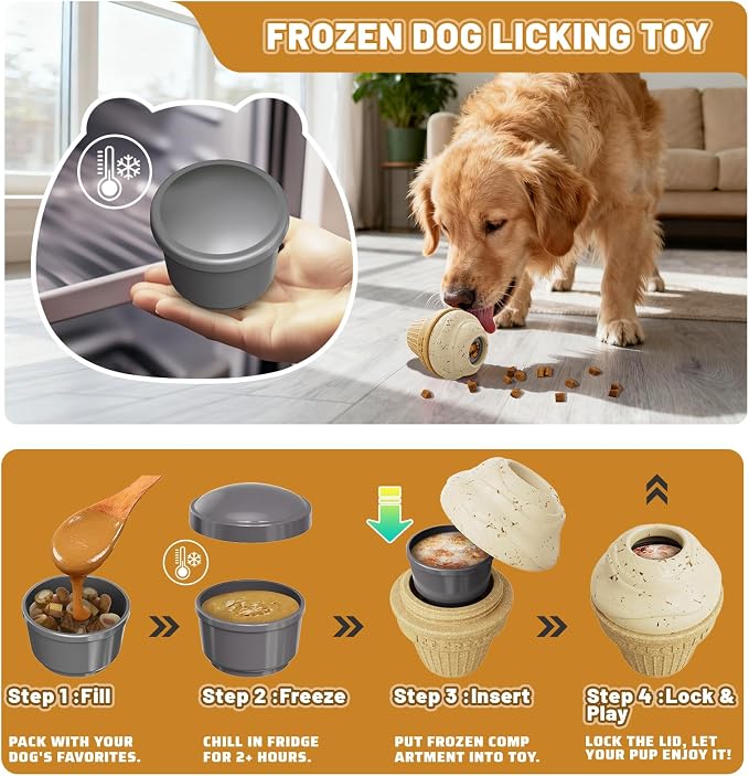 Indestructible Frozen Treat Dispenser Dog Chew Toy | Interactive Enrichment Dog Toy for Small Medium Large Dogs.Dog Puzzle Toy for Indoor Outdoor Play