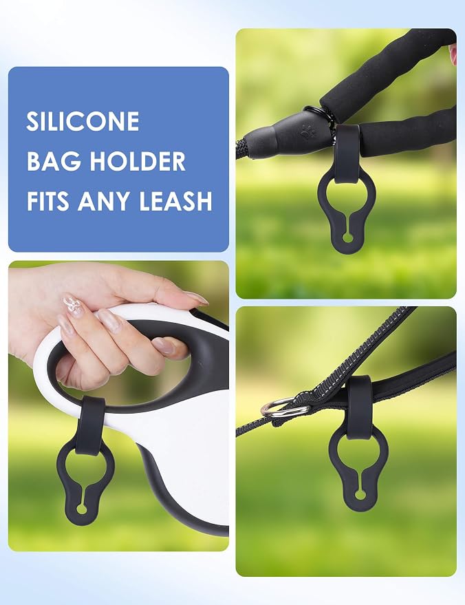 Gobeigo 2-Pack Silicone Used Poop Bag Holder - Hands-Free Leash Attachment, Never Hold a Stinky Bag Again! Secure Carrier for Dog Walking, Training And More