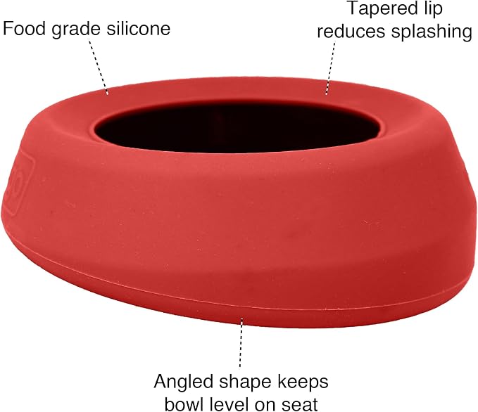 Kurgo Splash Free Wander Dog Water Bowl, 24oz, Chili Red