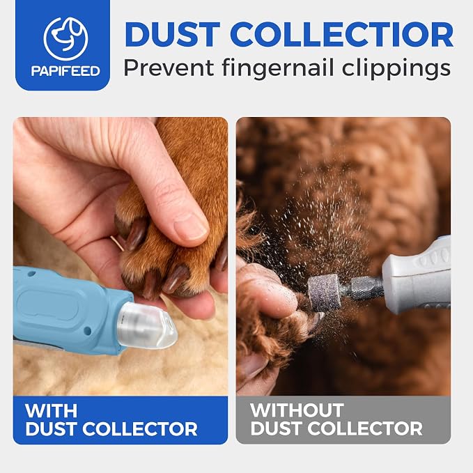 PAPIFFEED 6-Speed Dog Nail Grinder with Nail Clipper, Sky Blue
