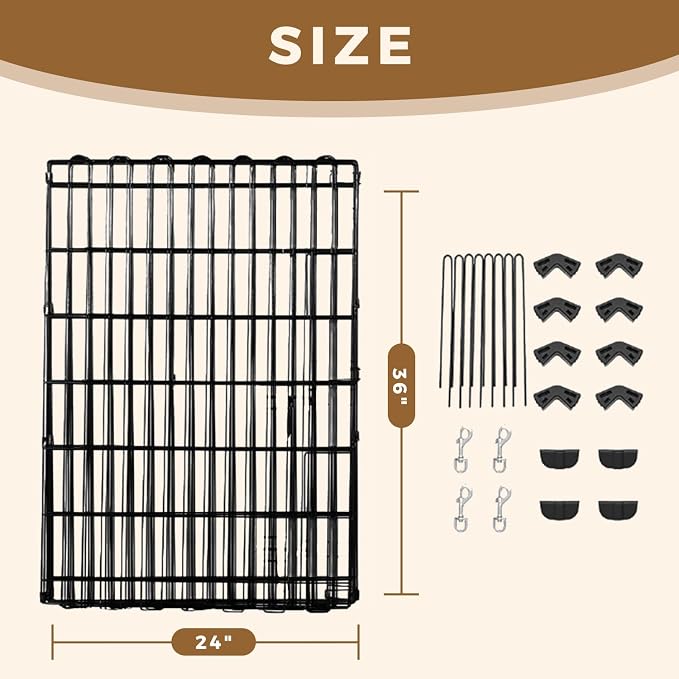 MUTTROS Foldable -36 inch Octagonal Metal Dog Playpen - 8-Panel Exercise Dog Fence, No Door, Indoor/Outdoor Dog Corral with Dog Pin for Puppies & Medium Dogs, Medium Black