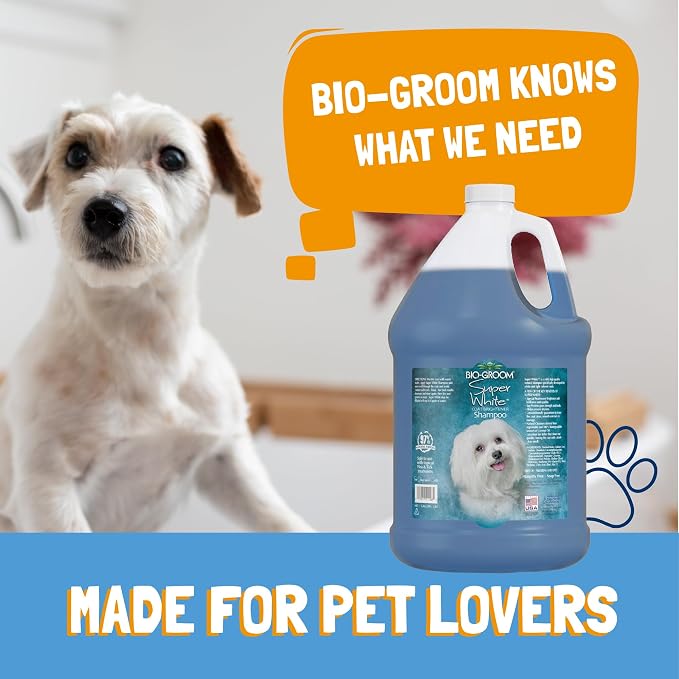 Bio-Groom Super Whitening Dog Shampoo - Whitening Pet Shampoo, Dog Bathing Supplies, Puppy Wash, Pet Grooming Supplies, Cruelty-Free, Made in USA, Coat Brightener Shampoo - 2.5 Gallons