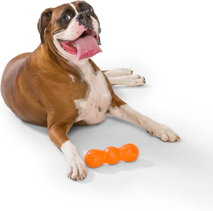 WEST PAW Zogoflex Rumpus Dog Chew Toy – Floatable Toy for Dogs, Aggressive Chewers – Puppy Chewing Toys for Catch, Fetch – Recyclable, Dishwasher-Safe, Medium 6.25", Tangerine