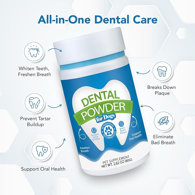 Dental Powder for Dogs - Plaque Control & Tartar Remover, Breath Freshener