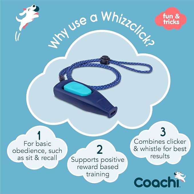 Company of Animals Coachi Whizzclick, 2-in-1 Clicker & Whistle, Navy/Light Blue
