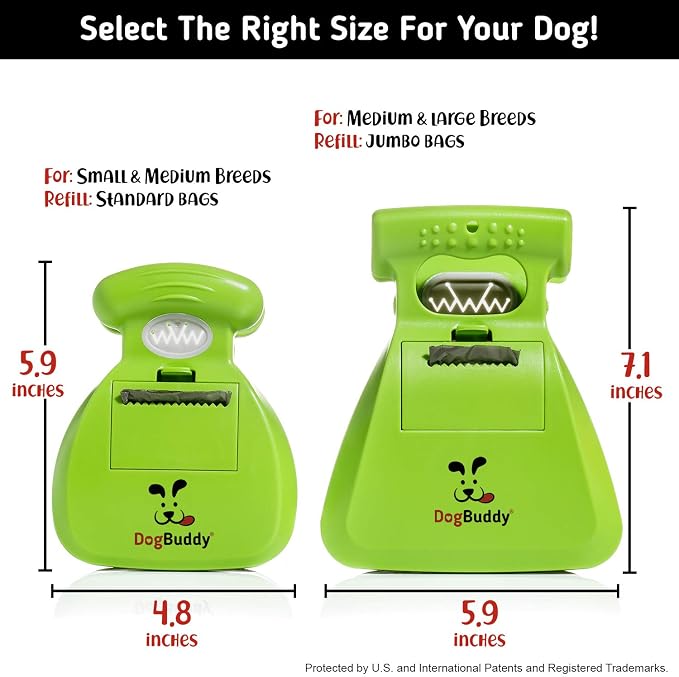 DogBuddy Pooper Scooper, Portable Dog Pooper Scooper, Poop Scooper for Small and Large Dogs, Pooper Scooper with Bag Attachment, Leash Clip and Dog Waste Bags Included (Large, Kiwi)
