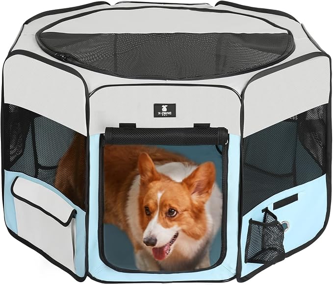 X-ZONE PET Dog Playpen - Blue, Medium