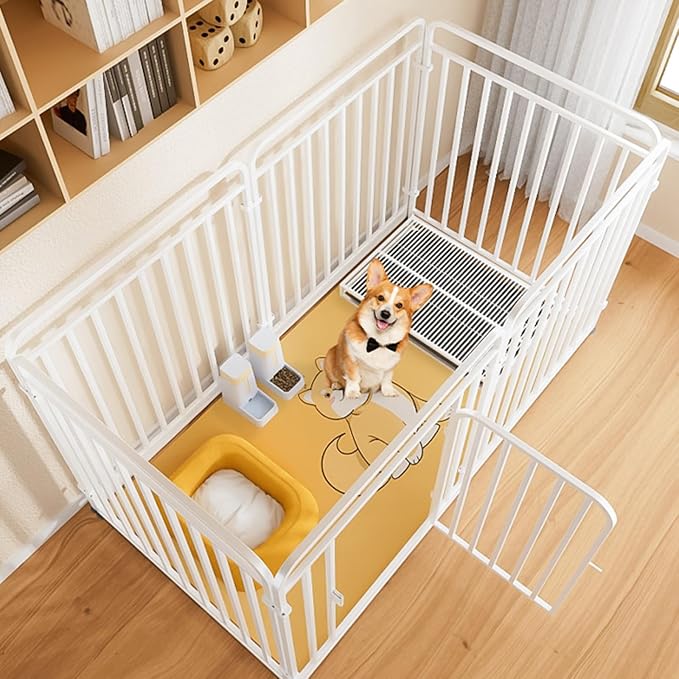Pet Playpen with Door,Adjustable Heavy Duty Pet Fence with Anti-Escape Design,6-Panel Metal Exercise Pen for Small to Medium Dogs,Easy Assemble Puppy Playpen for Indoor Use