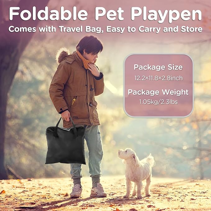 Paw Ballet Foldable Pet Kitten Playpen, Upgrade Waterproof Portable Cat Dog Playpen Kennel Tent for Dog Cat, Retractable Shade Cover with Free Carrying Case, Indoor Outdoor Use for Small Pet.
