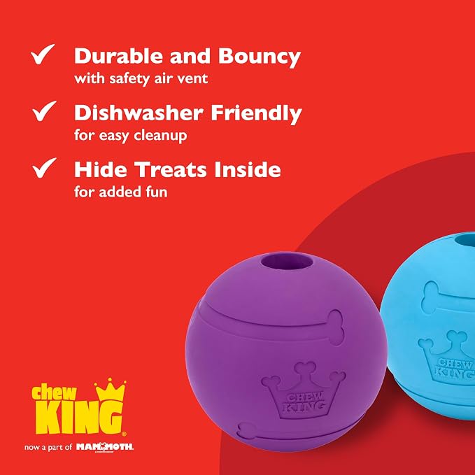 Chew King Fetch Balls Extremely Durable Natural Rubber Toy 4 inch, 2 Pack (CM-10031-CS01)