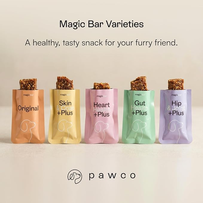 PawCo Magic Bar Healthy Functional Dog Treat – Soft, High-Protein Peanut Butter Bars with Pumpkin & Chicory Root, Supports Energy, Digestion & Overall Wellness – Pack of 8 (Daily Blend)