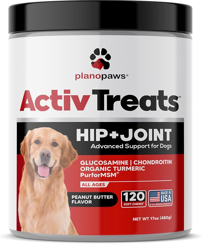 Glucosamine for Dogs Hip and Joint Supplement - Arthritis Support 120 Chews