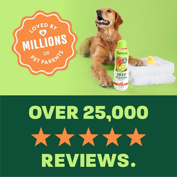 TropiClean Mango & Kiwi Dog Shampoo, 3X Longer Lasting Scent, 20oz | dog shampoo