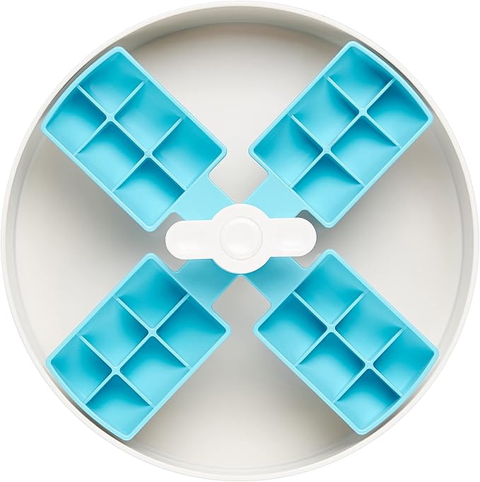 PetDreamHouse Spin Interactive Slow Feeder Bowl for Dogs - Windmill - Skill Level: Easy - Fun and Healthy Feeding with Movable, Adjustable Center Puzzle Piece for All Dogs and Food Types