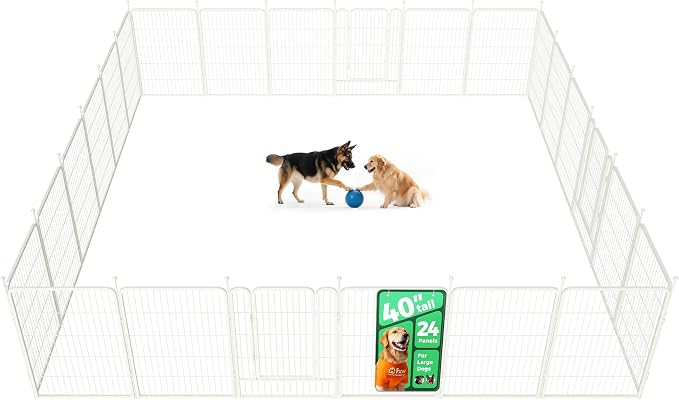 FXW Rollick Unleashed Dog Playpen, 40in, 24 Panels, Medium/Large, White