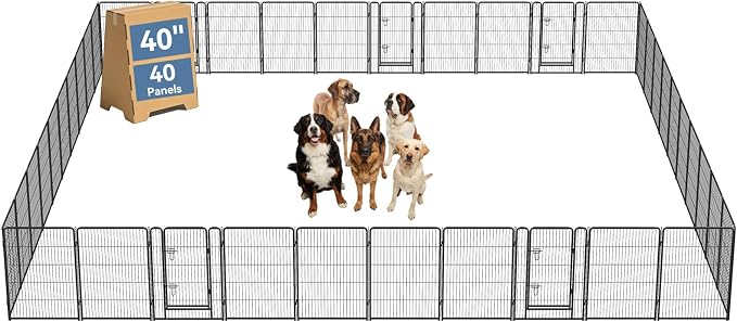 DUMOS Dog Playpen Indoor/Outdoor, Metal, 40in, 40 Panels, Foldable with Door