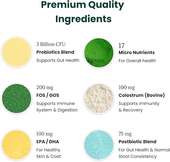 Dog Probiotics and Multivitamin Chews for Digestive Health, Immune Support, Gut Health, Allergy Support, Dog Vitamins, with Vitamin C, Omega 3, Colostrum, 60 Soft Chews per Jar