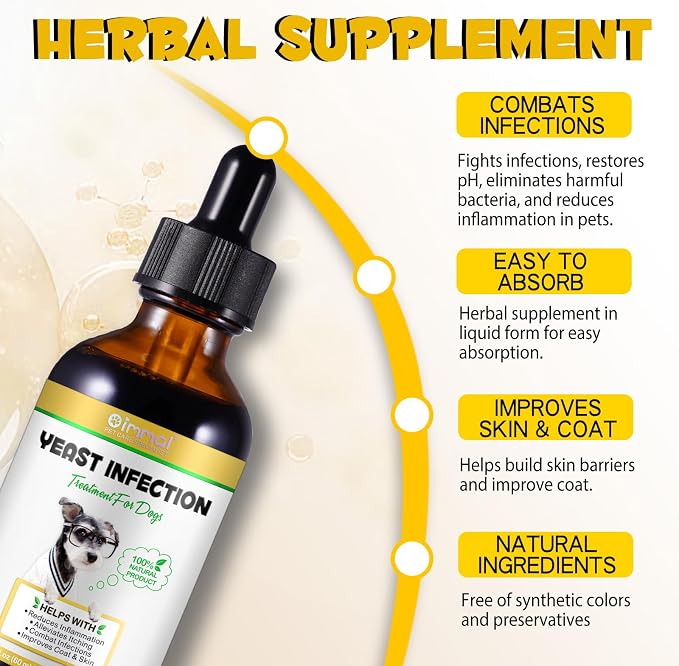 VOSIFSDIY Yeast Infection Treatment for Dogs, Natural Dog Yeast Infection Treatment Supports Itch Relief, Ear Infection, Allergy Relief, Pet Supplies Dog Herbal Supplement, Bacon Flavor-2PCS