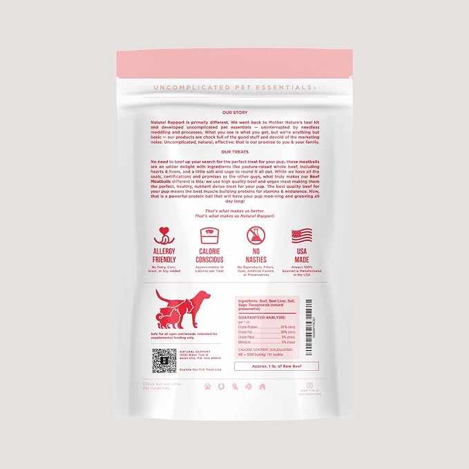 Natural Rapport Freeze-Dried Beef Meatballs, Beef & Liver, 4 oz