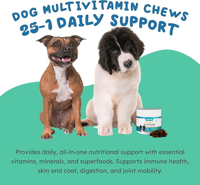 25-in-1 Dog Multivitamin Chews with Probiotic, Salmon Oil & Enzyme
