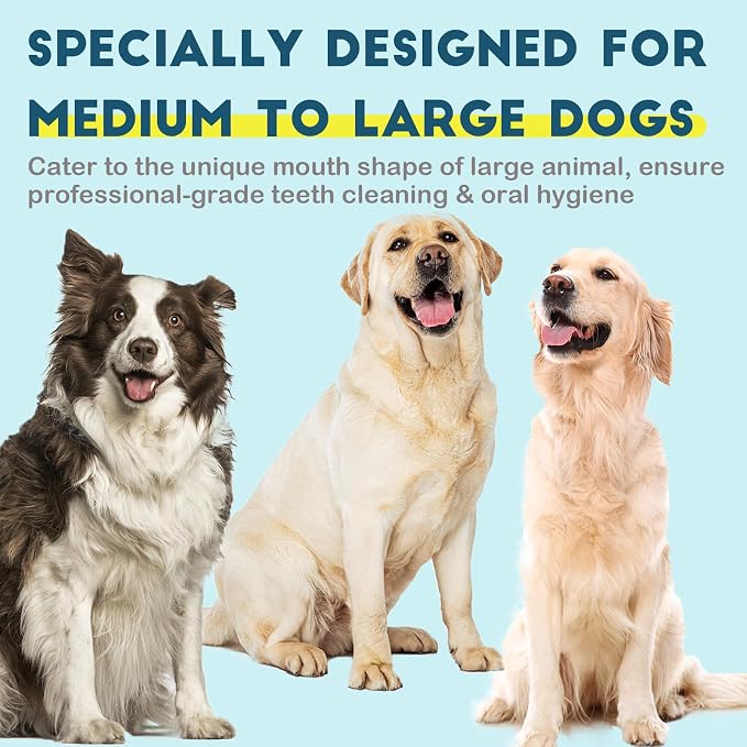 Dog Toothbrush Kit 4 Pack, Ultra Soft Dog Tooth Brush for Medium to Large Dogs & Cats, Pet Tooth Brushing Kit for Easy Dental Cleaning, Soft Bristles, 2 Pink Wave Head & 2 White Flat Head