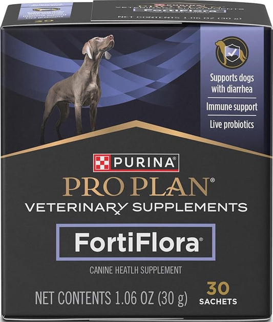 Purina Pro Plan Veterinary Supplements FortiFlora Canine Probiotics for Dogs, Helps Digestive Gut Health and Diarrhea - 30 ct. Box