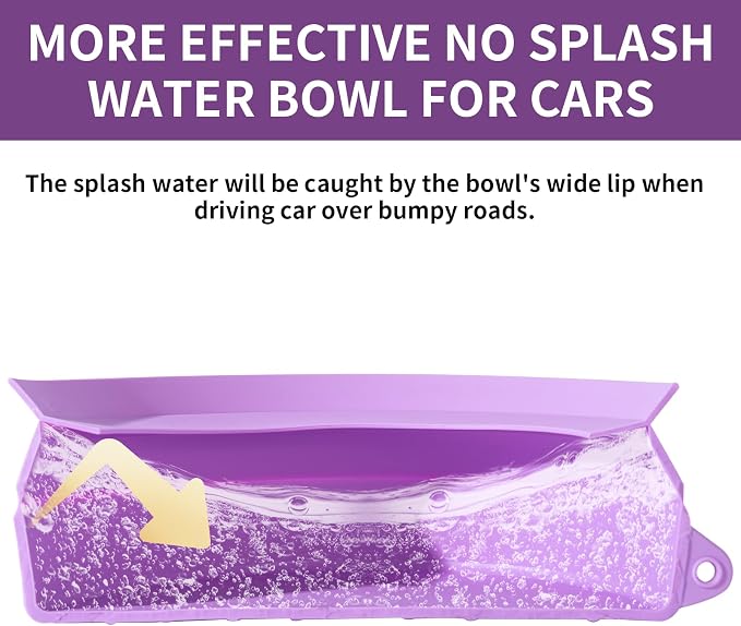SLSON Spill Proof Dog Water Bowl for Cars, Purple