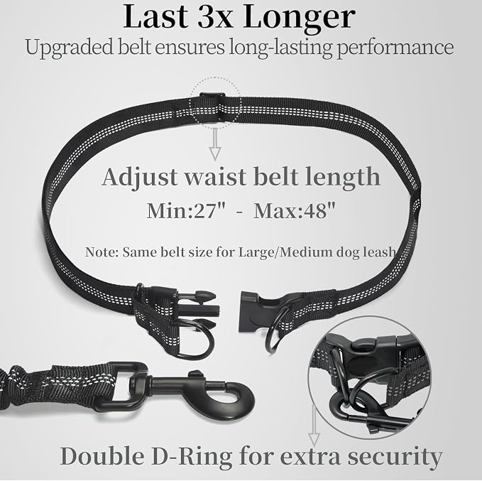 iYoShop Hands Free Dog Leash with Zipper Pouch, Purple-Yellow Mix, Large | Waist Leash, Dual Padded Handles, Shock-Absorbing Bungee, Adjustable Waist Belt, Walking and Running