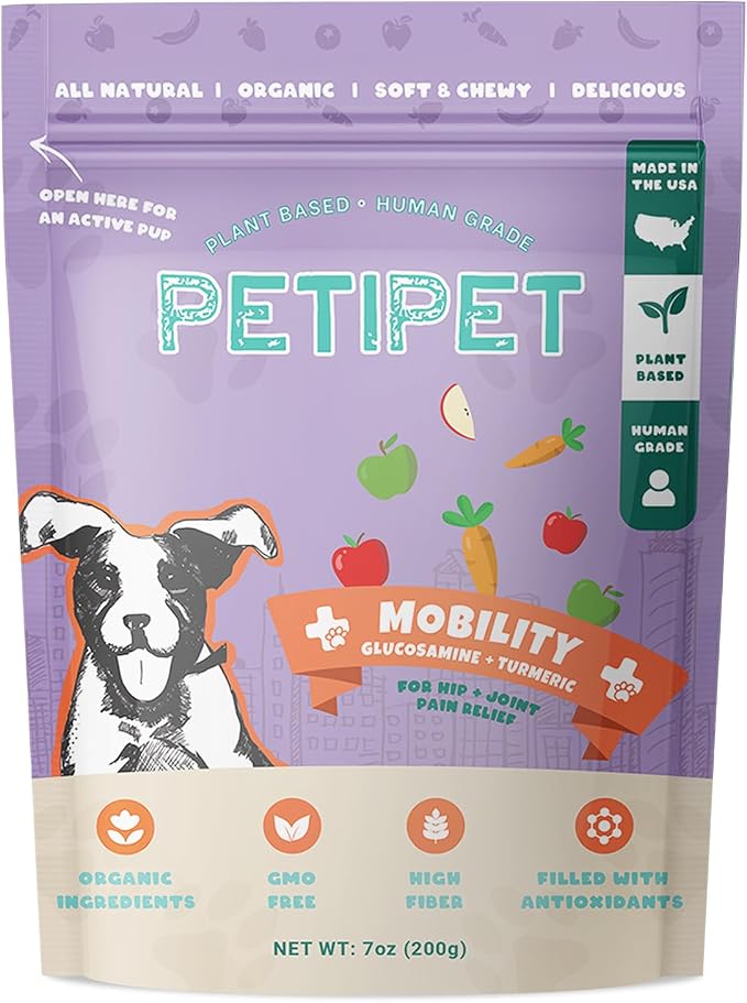 Petipet Hip & Joint Supplement for Dogs - Glucosamine & Tumeric Soft & Chewy Treats - Anti-Inflammatory Chews for Joint Health Support, Arthritis, Pain Relief - for Small, Medium, Large Dogs