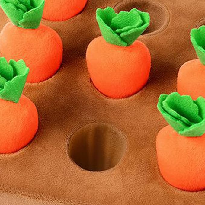 Interactive Dog ToysSqueak Carrot Snuffle Mat for Dogs Plush Puzzle Toys 2 in 1 Non-Slip Feed Games for Pet Stress Relief with 12 Carrots, for Small Medium Large Senior Kitten Enrichment