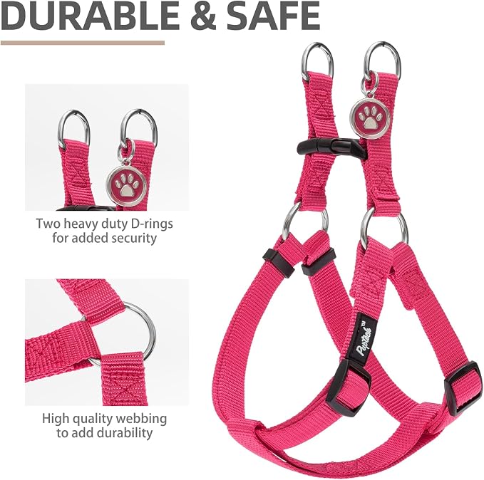 PUPTECK No Pull Dog Harness Medium Sized Step-in Adjustable Puppy Vest | Soft Webbing Basic Halter with ID Tag for Outdoor Walking
