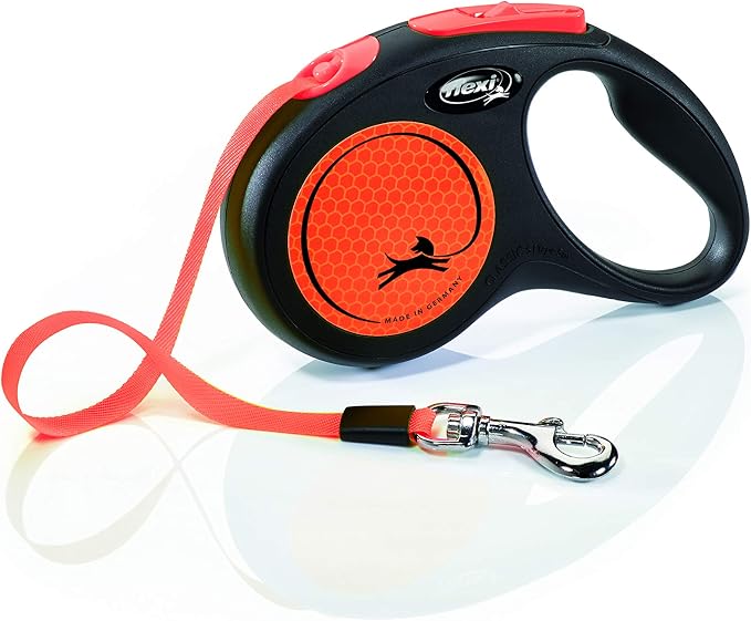 Flexi New Neon Tape Orange Small 5m Retractable Dog Leash/Lead for Dogs up to 15kgs/33lbs