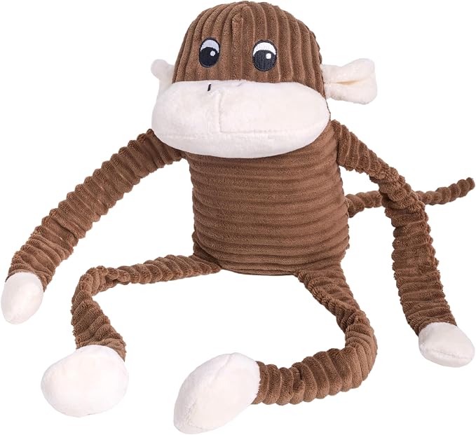 ZippyPaws Crinkle Monkey for Medium-Extra Large Dogs, Extra Large/Brown | Interactive Dog Toys to Keep Them Busy, Squeaky Plush Pet Toy for All Breeds, Contains 1 Squeaker