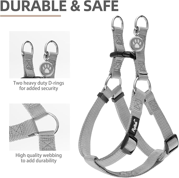 PUPTECK No Pull Dog Harness Medium Sized Step-in Adjustable Puppy Vest | Soft Webbing Basic Halter with ID Tag for Outdoor Walking