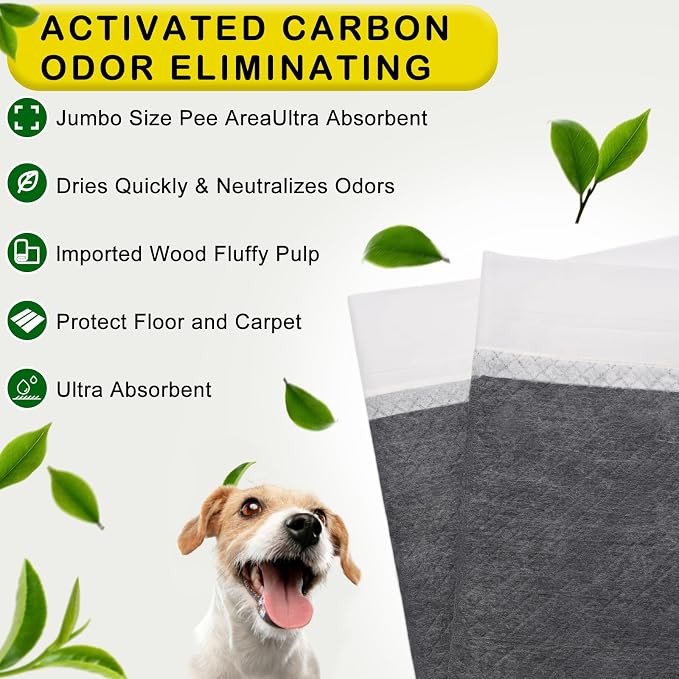 Extra Large 31"x47" 40 Pcs Odor-Control Super Absorbency Charcoal Pee Pads for Dogs & Cats - Leak-Proof Thicken Disposable Potty Pads