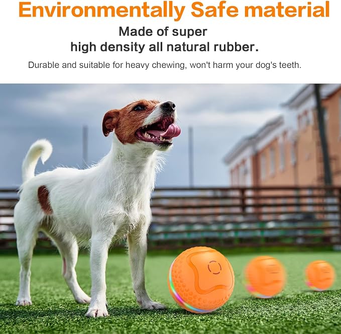 Interactive Dog Toys Ball, Automatic Rolling Toy, Lively pet Ball for Medium/Large Dogs to Relieve Boredom, Activated Automatic Motion Dog Balls Toy with LED Flash, USB Rechargeable