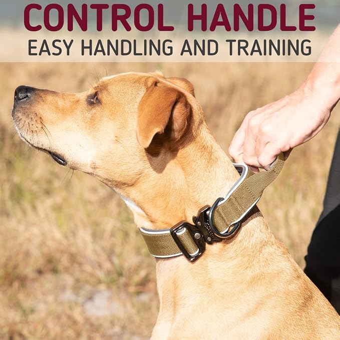 Leash Boss Tactical Dog Collar - Dog Collar with Handle Heavy-Duty Adjustable Military K9 Collar with Quick Release Buckle and Handle - for Training