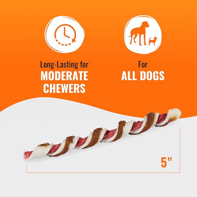 GOOD 'N' FUN Triple Flavor Twists with Bully Chews, High-Protein Dog Treat for All Adult Dogs, Made with Real Chicken, Beef Hide, Pork Hide, Bully & Beef Liver Flavor, 12 Count