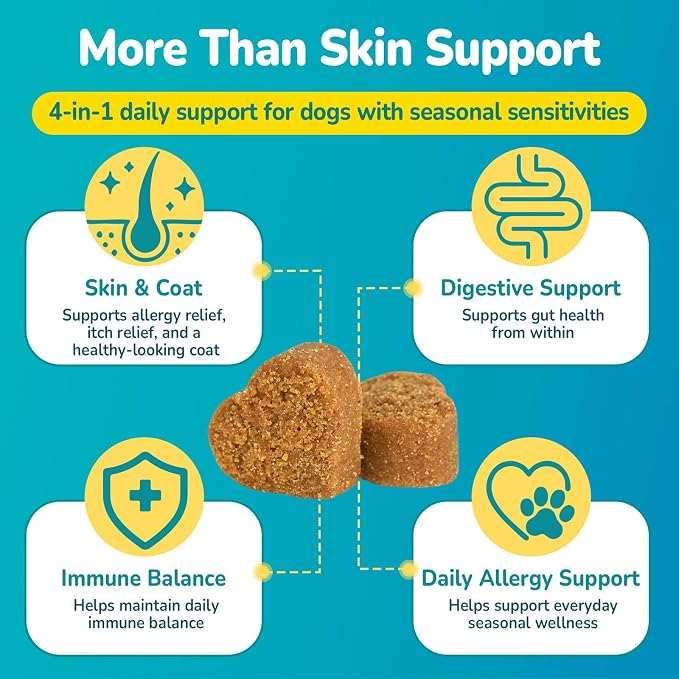 Woyamay Dog Allergy Chews, Dog Itching Skin Relief Chews, 200 Soft Bites
