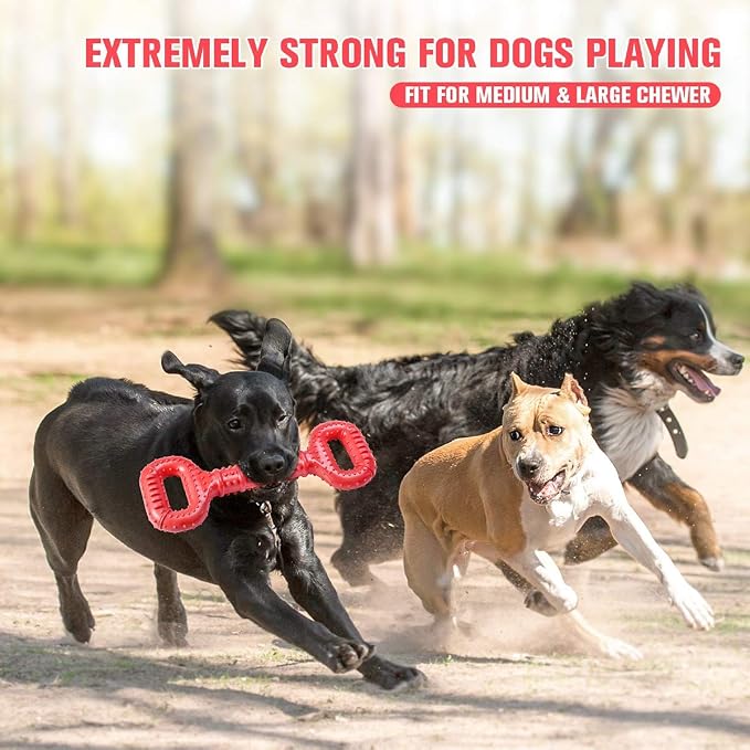 Feeko Dog Toys for Aggressive Chewers Large Breed, 15 inch Interactive Long Lasting Dogs Toy with Convex Design Natural Rubber Tug-of-war Toy for Medium Large Tooth Clean(Red) | Interactive Long lasting Dogs Toy with Convex Design Natural Rubber Tug-of...
