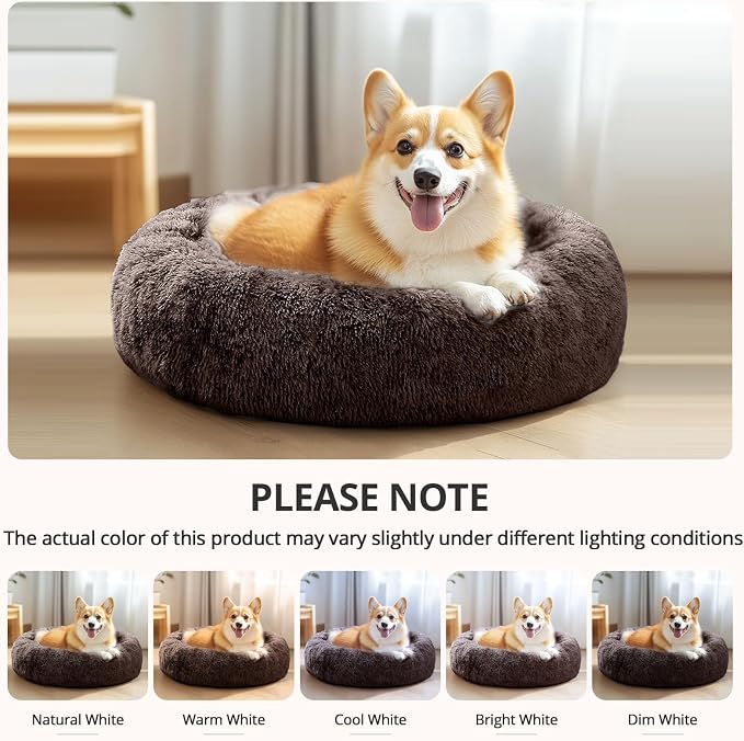 JOLLYVOGUE 23" Calming Donut Dog & Cat Bed