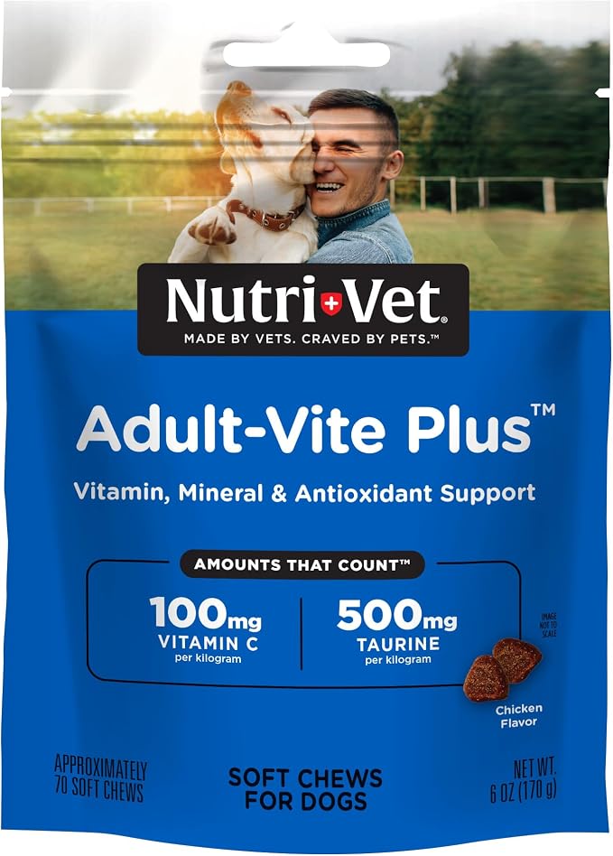 Nutri-Vet Dog Multivitamin, Daily Vitamins, Dog Health Support, 70 Count | Dog Vitamins, Dog Vitamins & Supplements, Immune Support, Skin Health, Joint Health, Gut Health, Daily Wellness