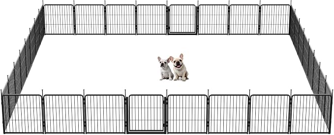 SunsGrove Dog Playpen Outdoor with Wider Door for Small and Medium Dogs, Free and Safe Play Dog Fence Indoor, Black (24 inch, 32 Panels)